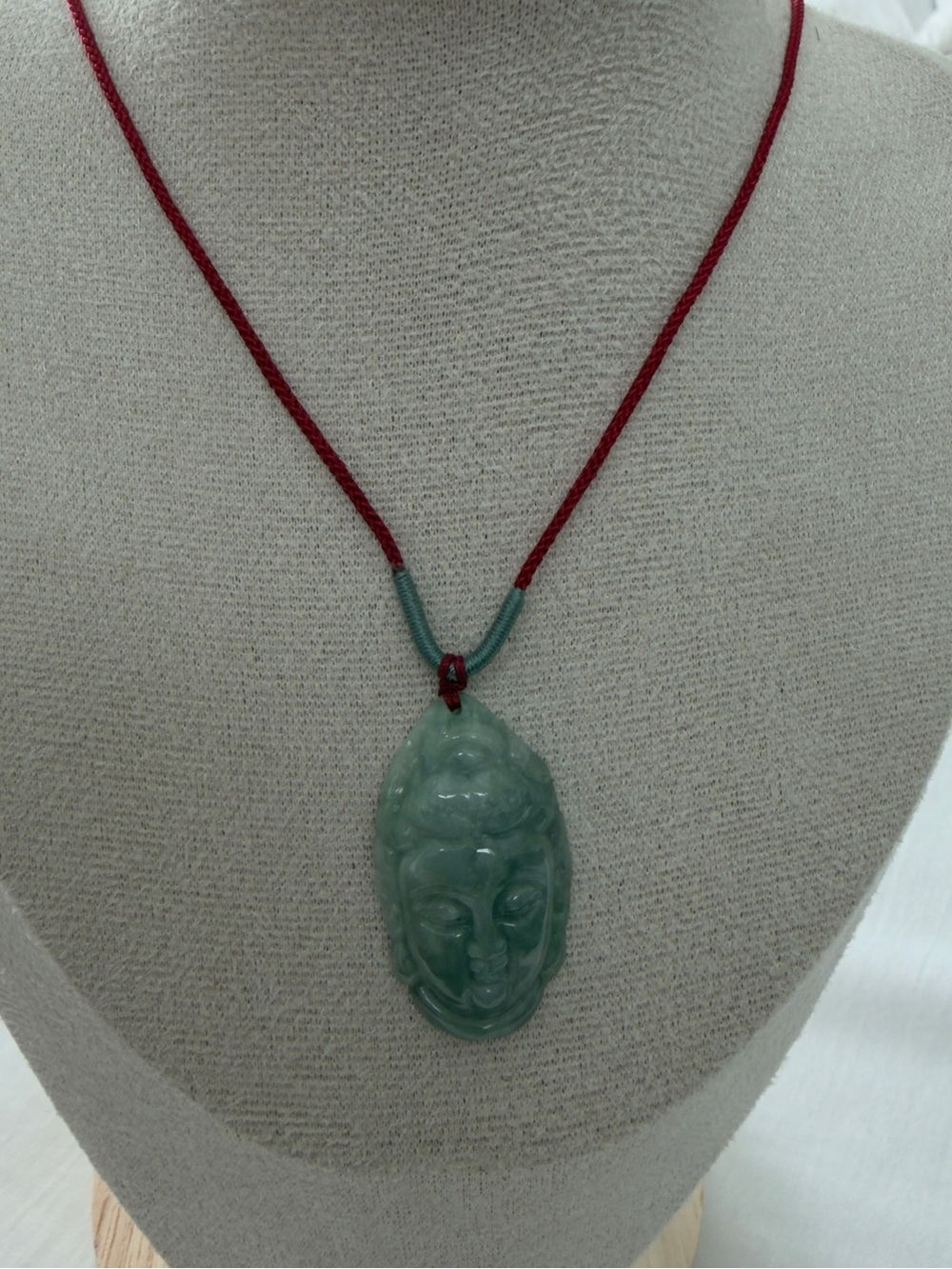 Green Jade Buddha Pendant Necklace